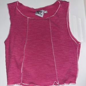 Princess Polly pink and white cropped top